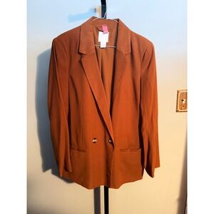 HM Women Burnt Orange Rust Double Breasted Blazer Jacket Size 4 O/N 236438